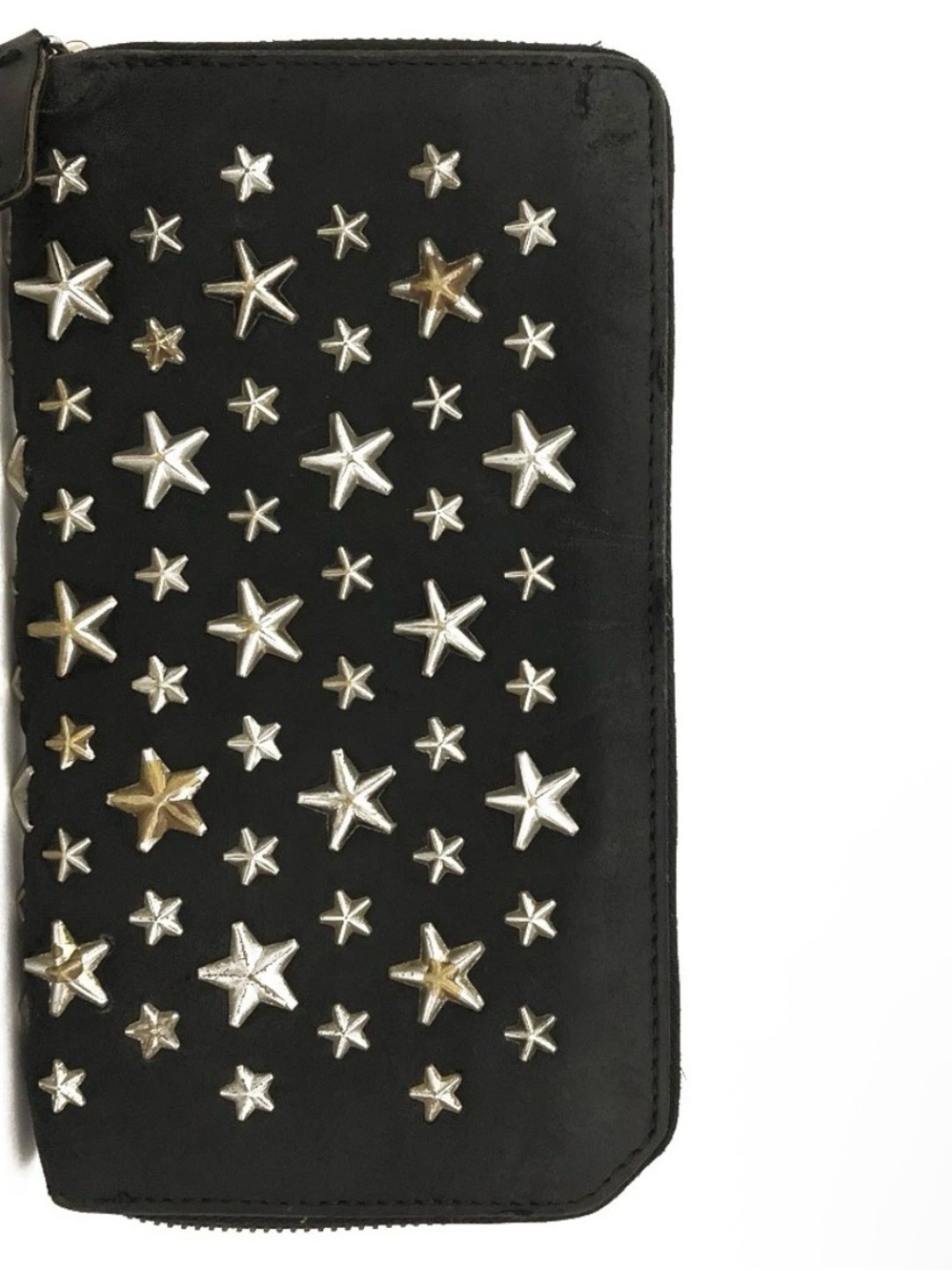 ECU Jimmy Choo Carnaby Star Studded Leather Zip Around Long Wallet/6CJ0242